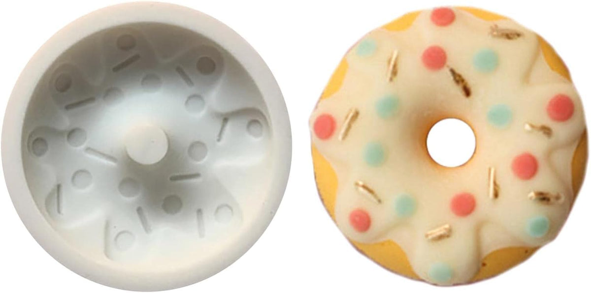 RKPM HOMES Cookie Fondant Mold I 3D Silicone Donut Mould I for DIY Handmade Sugarcraft Cake Decoration, Polymer Clay, Candy, Cupcake, Jelly, Muffin, Soap Resin Wax Making (Donut 1 Cavity)