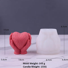 RKPM HOMES Candle Mold I 3D Fondant Love Heart Shape with Base Silicone Scented Wax Mould I Succulent Molds for DIY Handmade Ornament Chocolate, Aromatherapy, Soap, Resin Art Craft, Home Decoration