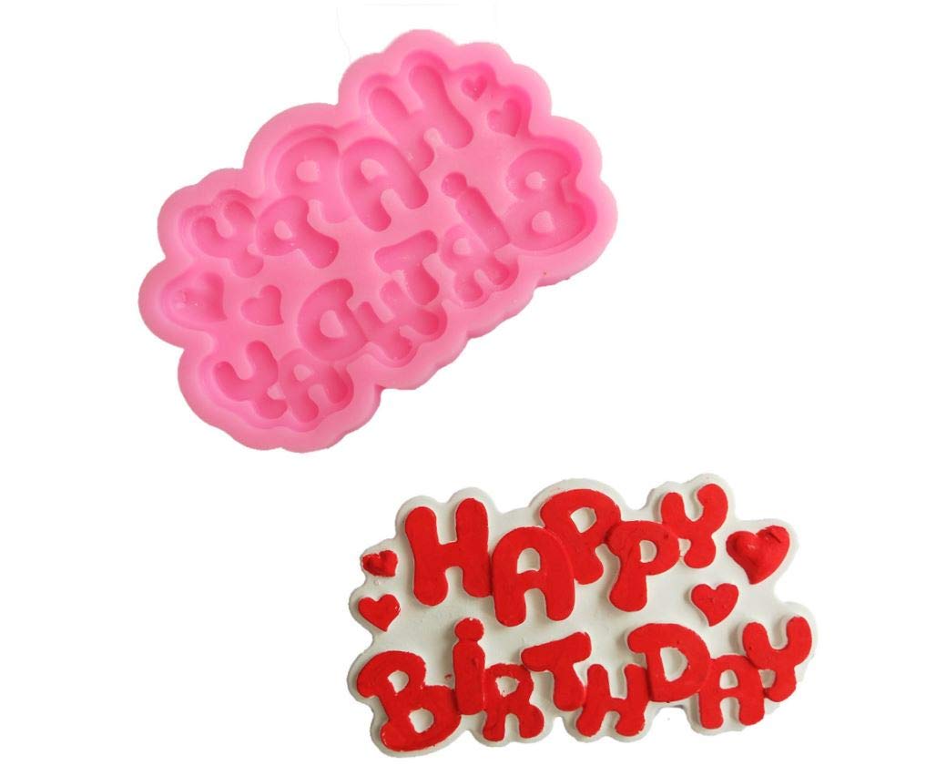 RKPM HOMES Heart Symbol Happy Birthday English Letters Silicone Mold Alphabet Cake Decoration (1 Pcs- Happy Birth Day 3rd Style)
