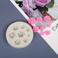 RKPM HOMES Small Rose Cake Mould I 3D Fondant Flowers Silicone Chocolate Mold I for DIY Sugarcraft Cake Decoration, Cupcake Topper, Polymer Clay, Candy, Cookies, Soap Wax Making Crafting - 9 Cavity