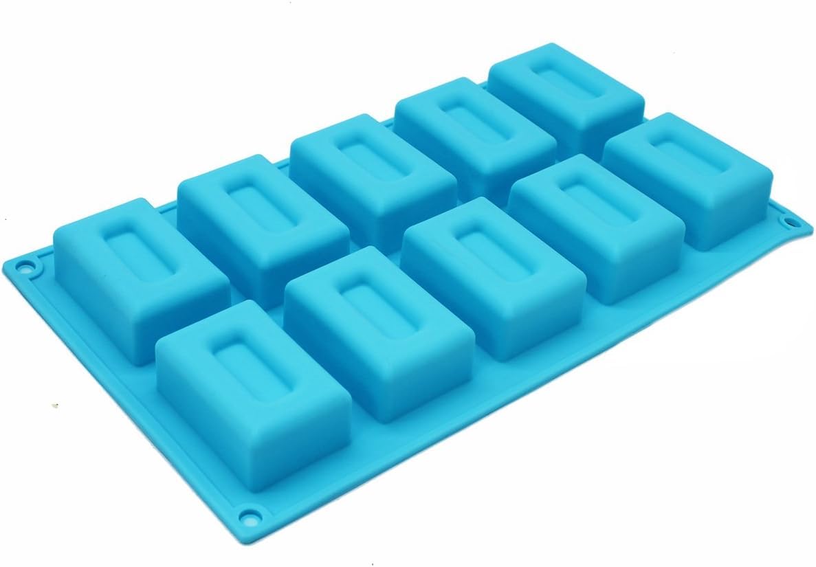 RKPM HOMES Soap Molds I 3D Fondant Rectangle Border Shape Silicone Mould I Handmade Sharp Soap Making Forms I for Bath Bombs Shower Steamer Lotion Bars Cake Baking Candle Tray - 10 Cavity