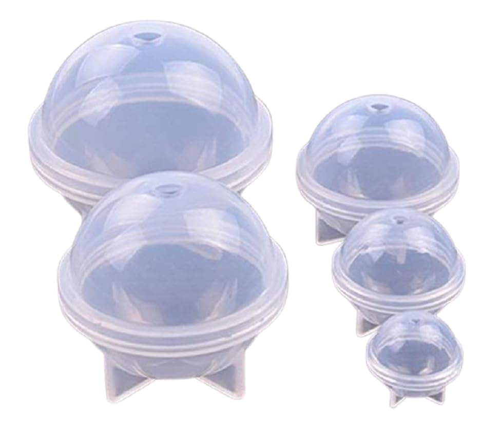 RKPM HOMES Ball Orb Sphere Resin Mold I 3D Round Paperweight Silicone Epoxy Casting Mould I for DIY Handmade Pendant Necklace Chocolate Keychain Plaster Soap Bath Bomb Candle Wax Art Craft – 5 Pcs