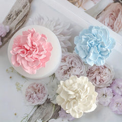 RKPM HOMES Carnation Flower Chocolate Mold I 3D Fondant Round Rose Flowers Silicone Scented Cupcake Mould I for DIY Handmade Cake Décor Candy Donut Polymer Clay Soap Resin Candle Art Crafts (A)