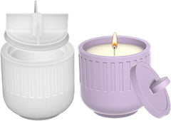RKPM HOMES Candles Holders Resin Mold I Striped Round Shape Concrete Silicone Epoxy Casting Jar Mould with Lid I for DIY Handmade Necklace Art Crafts Jewelry Storage Box Ring Trinket Container (Lining)