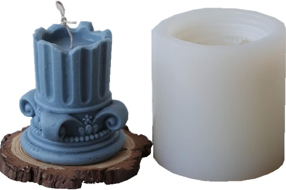 RKPM HOMES Candle Mold I 3D Fondant Cylinder Pillar Silicone Epoxy Mould I for DIY Handmade Ornament Chocolate, Cake Décor, Aromatherapy, Soap, Polymer Clay Resin Art Craft Making (Roman Column 1)