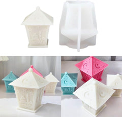 RKPM HOMES Eid Lamp Candle Mold I 3D Fondant Moon Four-Side Lamp Shape Silicone Epoxy Mould I for DIY Handmade Ornament Chocolate, Cake Décor, Aromatherapy, Soap, Resin Art Crafts Home Décor (Small)