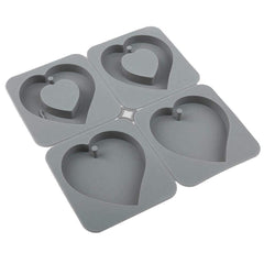 RKPM HOMES Aromatherapy Wax Mold I Heart Shape Fondant Silicone Mould with Hanging Hole I Dried Flowers Resin Soap Clay Craft Jewelry Making Molds DIY Pendant Bookmark Necklace I Grey - 4 Cavity