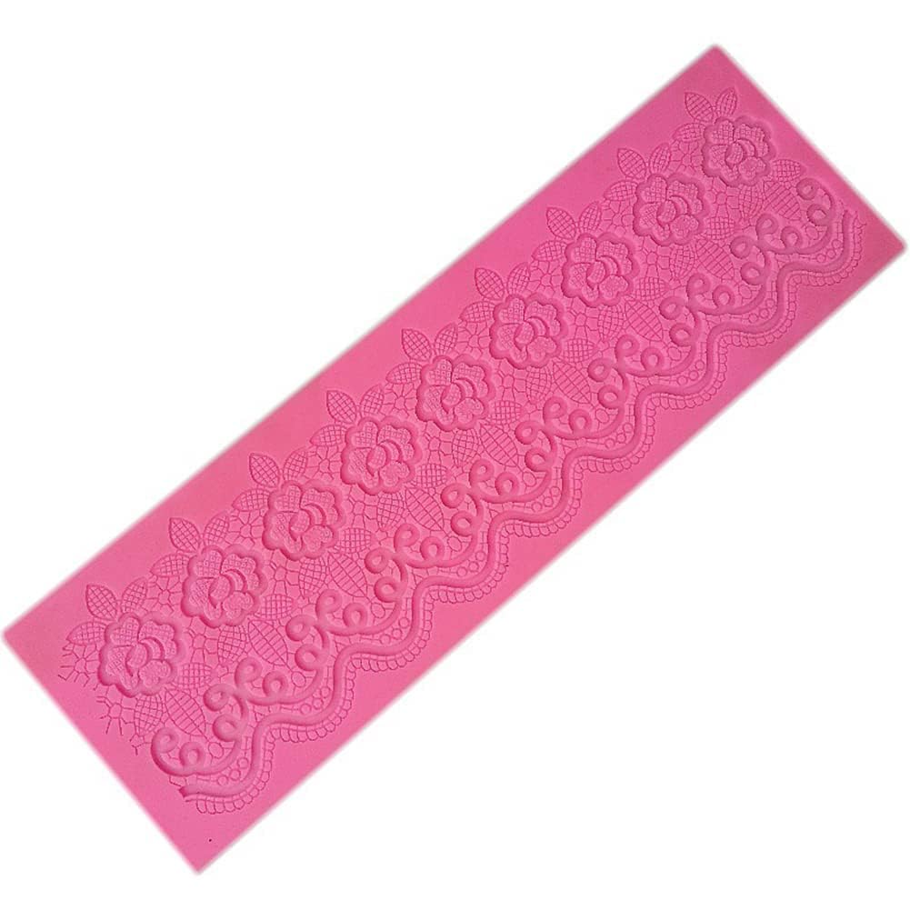 RKPM HOMES Cake Border Mold I Flower Pattern Embossing Lace Mould I Floral Theme Fondant Silicone Scroll Lace Moulds I for DIY Cake Decorating, Sugar, Gum Paste, Chocolate, Cookies, Polymer Clay