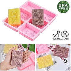 RKPM HOMES 6 Cavities Silicone Soap Molds, Homemade Soap Making Chocolate Baking Molds (6 Cavity Honey BeeRectangle Shape Mold)