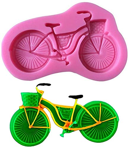 Bycycle Silicone Fondant Mold Chocolate Candy Gumpaste Sugarcraft Cake Decorating Tools Paper Clay Mold (Bicycle Bike with Out Basket)