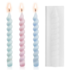 RKPM HOMES Candle Stick Mold I 3D Long Tall Spiral Taper Pillar Silicone Epoxy Mould I for DIY Handmade Ornament Cake Décor Aromatherapy Soy Wax Resin Art Craft Making Home Table Decoration