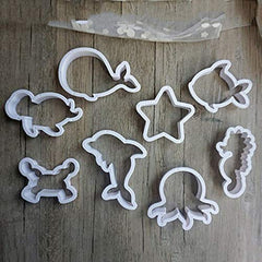 RKPM HOMES 8-Pieces Ocean Searies Cartoon Shape DIY Cake Plunger Cutter, Biscuit Cutters Sugarcraft Cake Decorating,(See Animal Shape Cutter)