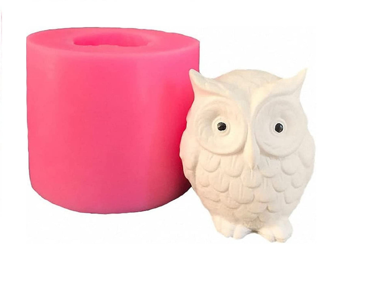 RKPM HOMES Owl Shape Candle Mold I 3D Fondant Silicone Scented Wax Mould I Succulent Molds | Handmade Candles Making | for Mousse Dessert Soap Cake DIY Decorating