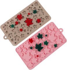RKPM HOMES Chocolate Mould I 3D Fondant Leaves Shape Silicone Baking Tray I for Handmade DIY Jelly Cakes Dessert Candy Pastry Muffin Soap Resin Cupcake Decoration – Random Colour, 36 Cavity (Maple)
