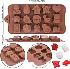 RKPM HOMES Silicone Chocolate Mold Candy Mold Jelly Ice Cube Tray Muffin Sugar Craft Fondant Mold Mould Cake Decorating Tools (15 Cavity Toy Mold)