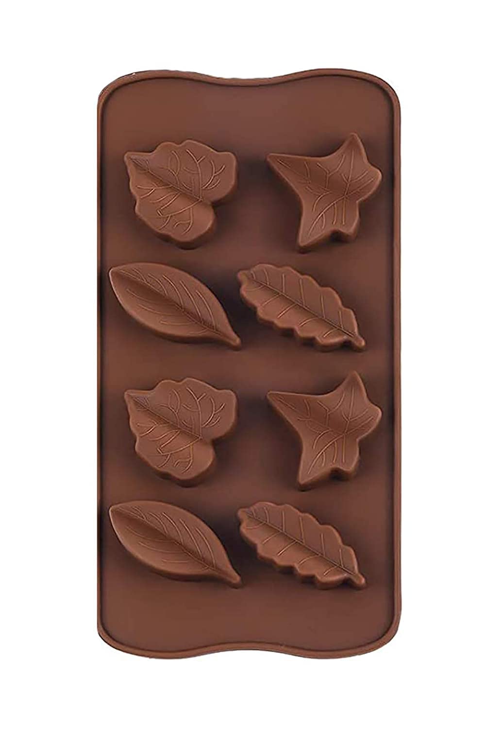 RKPM HOMES Leaf Shape Chocolate Mould | Silicone Candy Mold | Baking Tools for Cake Chocolate Candy Ice Jelly | Cake Baking Moulds | Bakeware Molds | Brown – 8 Cavity