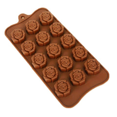 RKPM HOMES Rose Petal Shape Chocolate Mould | Silicone Candy Mold | Baking Tools for Cake Chocolate Candy Ice Jelly | Cake Baking Moulds | Bakeware Molds | Brown – 15 Cavity