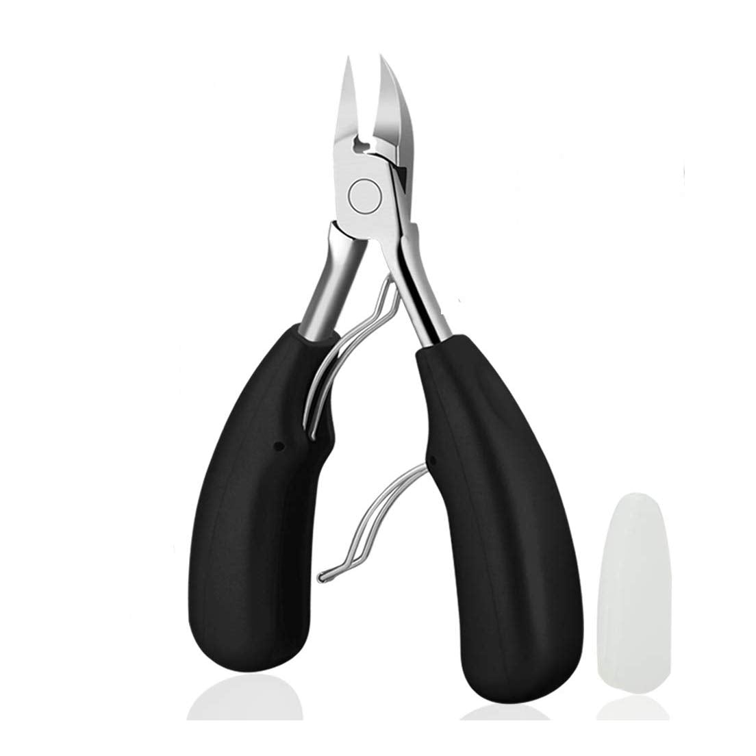 RKPM HOMES Professional Toe Nail Clippers for Thick and Ingrown Toenails, Heavy duty Toenail Clippers for Men & Seniors with Stainless Steel Sharp Blades and Lighter Soft Big Handle(Black)