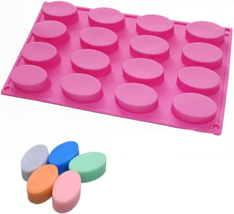 RKPM HOMES 16 Oval Silicone Mold Soap Molds for Handmade Soap Jelly Pudding Chocolate Cake Baking Tools Biscuit Cookie Molds Pack of 1 Mold Size 29.3 x 17 x 1.7 cm