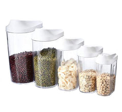 RKPM HOMES ABS Plastic Modula Starter Set of 5 Food Storage Boxes Airtight Container Set with Sliding Locks, Transparent