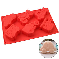 RKPM HOMES Vehicles Shape Chocolate Mould I Car Bike, Helicopter 3D DIY Fondant Silicone Candy Mold I Baking Tools for Cake Chocolate Candy Ice Jelly Soap I Cake Baking Moulds I Bakeware Molds - 6 Cavity