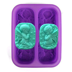 RKPM Homes 4 Cavity 3D Angels Silicone Mold for DIY Cake Chocolate Panna Cotta Pudding Jelly Baking Soap molds (Purple Color)