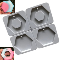 RKPM HOMES Aromatherapy Wax Mold | Pentagon (5-Sided) Shape Fondant Silicone Mould with Hanging Hole | Dried Flowers Resin Soap Clay Craft Jewelry Making Molds DIY Pendant Necklace | Grey - 4 Cavity