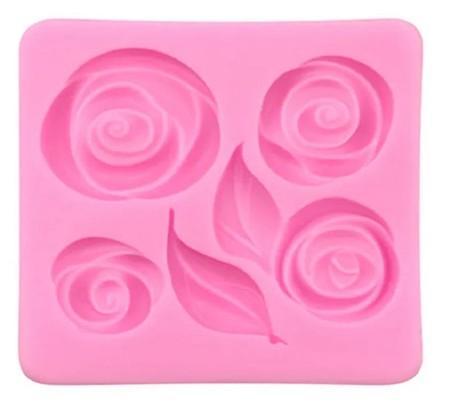 RKPM HOMES Rose Leaf Shape Chocolate Fondant Mold I 3D Leaves Flower Silicone Cupcake Mould I for DIY Handmade Sugarcraft Cake Decoration Candy Cookies Muffin Soap Resin Wax Making – 6 Cavity