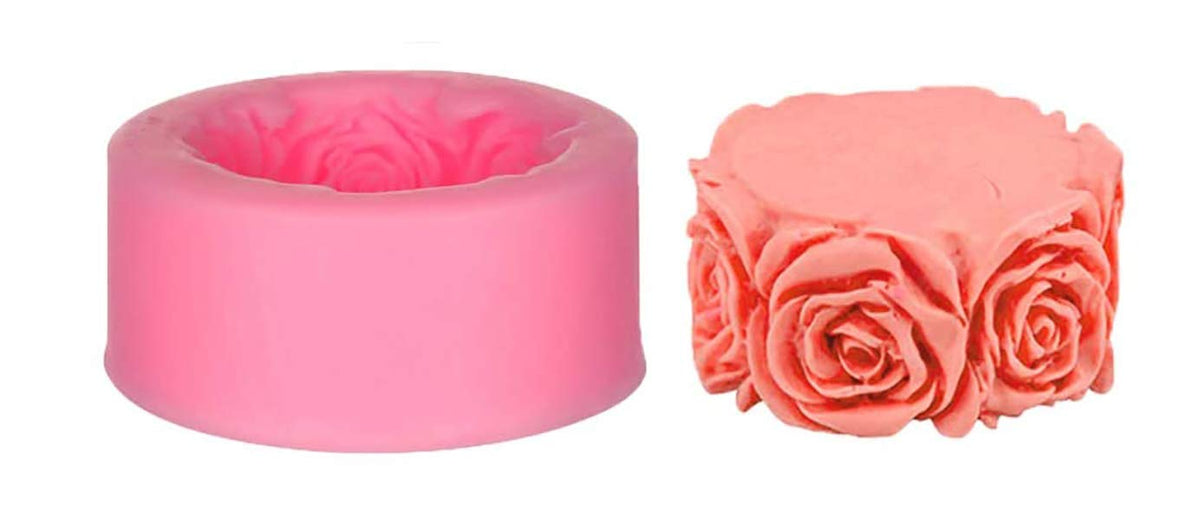 3D Candle Mold, Cylindrical Flower Silicone Mold, Used to Make Beeswax Candles, Soap, Bathroom Bombs, Crayons, Handmade Soap. (Rose Garland)