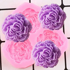 RKPM HOMES Peony Flower Shape Chocolate Mould - 3 Cavity I 3D DIY Fondant Silicone Candy Mold I Baking Tools for Cake Chocolate Candy Ice Jelly Soap I Cake Baking Moulds I Bakeware Molds