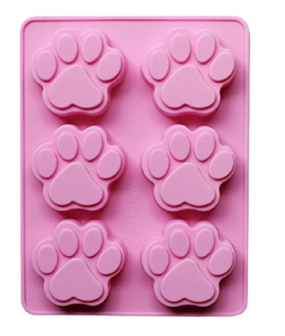 RKPM HOMES Paw Shape Ice Cube Mold I Multi-Purpose Reusable 3D Puppy Paws Cookies Silicone Mould Tray I for DIY Handmade Chocolate Cake Décor Soap Candy Cupcake Resin Candle Making – 6 Cavity