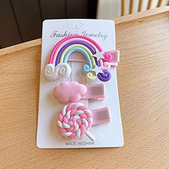 RKPM HOMES 3PCs Baby Girl Cloud Lollipop Rainbow Hair Clips Set For Girls Toddler Kids Princess Hair Pins Clips Barrettes Hair Accessories (Pink)