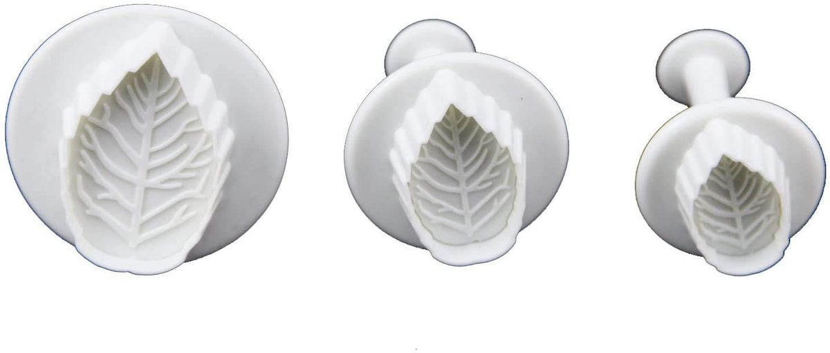 RKPM HOMES 3-Pieces DIY Cake Plunger Cutter Molds Sugarcraft Cake Decorating, (Rose Leafs)