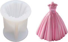 RKPM HOMES Candle Mold I 3D Women Wedding Dress Shape Silicone Scented Wax Mould I for DIY Handmade Ornament, Cake Décor, Aromatherapy, Soap, Resin Art Craft Making Wedding Party Decoration (B)