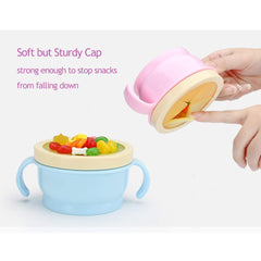RKPM HOMES Baby Feeding Bowl Anti-Spill Snack Catchers Cup Snack Bowl Easy Silicone Plastic with Cover Toddler Oder Free Biscuit Cup Portable for Home or Go Out Pink