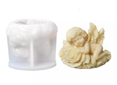 RKPM HOMES Baby Angel Candle Mold I 3D Fondant Shell Rose Angels Shape Silicone Scented Epoxy Mould I for DIY Handmade Ornament Cake Décor Aromatherapy Soap Resin Art Craft Making Home Decoration (C)