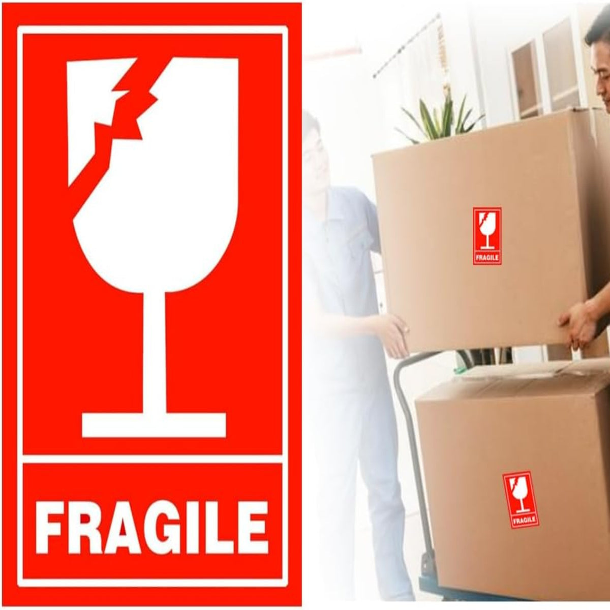 300 Pcs Fragile Stickers,2x3 Inches Glass Sticker,Handle with Care Shipping Stickers,Mailing Postage Parcel Sticker