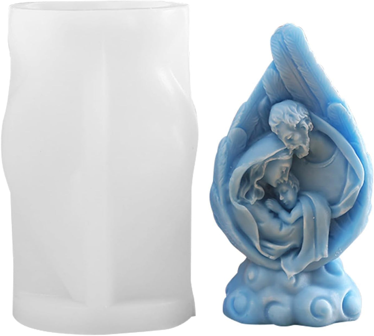 RKPM HOMES Jesus Candle Mold I Nativity Scene House & Family Silicone Scented Wax Mould I Succulent Molds for Handmade Ornament Aromatherapy Soap, Clay, Resin Epoxy Casting, Art Craft Making (Style 3)