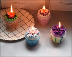 RKPM HOMES Candle Mold I 3D Muffin Cup Rose Flower Shape Silicone Scented Epoxy Mould I for DIY Handmade Ornament Chocolate Cake Décor Aromatherapy Soap Resin Candle Art Craft Making Home Decoration (B)