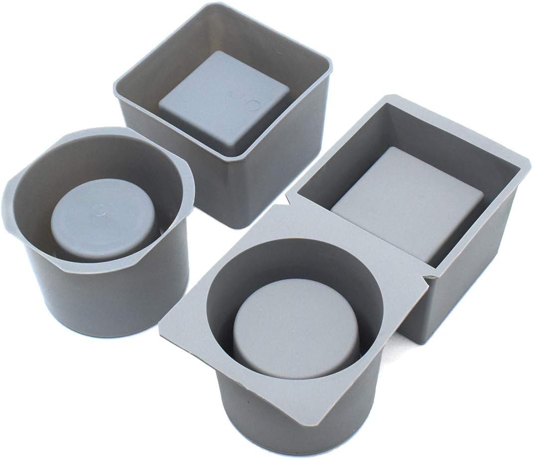 RKPM HOMES Planter Mold I Double-Layer Design Square and Round Shape Casting Plant Silicone Epoxy Candlestick Mould I Succulent Concrete Moulds for DIY Homemade Flower Cement Gardening Pots (2 Pcs)