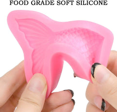 RKPM HOMES Silicone Mermaid Tail Fondant Soap Molds Seashell Sea Shell Starfish Chocolate Candy Sugarcraft Cake Decorating Polymer Clay Mold Tools. (2 Shape Fish Tail and Square)