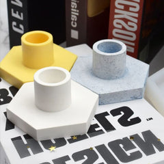RKPM HOMES Candles Holders Resin Mold I Round Pillar Candlestick Silicone Epoxy Mould I for Homemade Ornament DIY Clay, Resin Casting, Art Craft Home Decoration Making (Hexagon) - Pack of 1