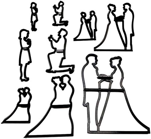 RKPM HOMES Bakeware Family Fondant Cutters, Wedding/Anniversary/Bridal/Engagement Cake Decorating Sugarcraft Cutting Plastic Tool, Cookie Cutter (Bride and Groom Fondant Cutter)