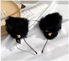 RKPM HOMES Hair Band | Handmade Fox Wolf Furry Cat Ears Headwear | Hair Hoop Clips | Halloween Cosplay Costume Party Headpiece | Hair Accessories for Women Girls Adult Kids (White)