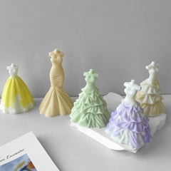 RKPM HOMES Candle Mold I 3D Women Wedding Dress Shape Silicone Scented Wax Mould I for DIY Handmade Ornament, Cake Décor, Aromatherapy, Soap, Resin Art Craft Making Wedding Party Decoration (C)
