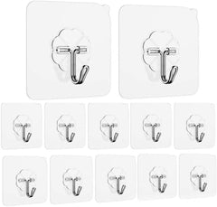 RKPM HOMES Transparent-Glue Hooks Hooks for Hanging - Heavy Duty Shower Sticky Hooks Key Hook Seamless Waterproof and Oil Proof,for Kitchen Bathroom Ceiling Window. 12 Pack