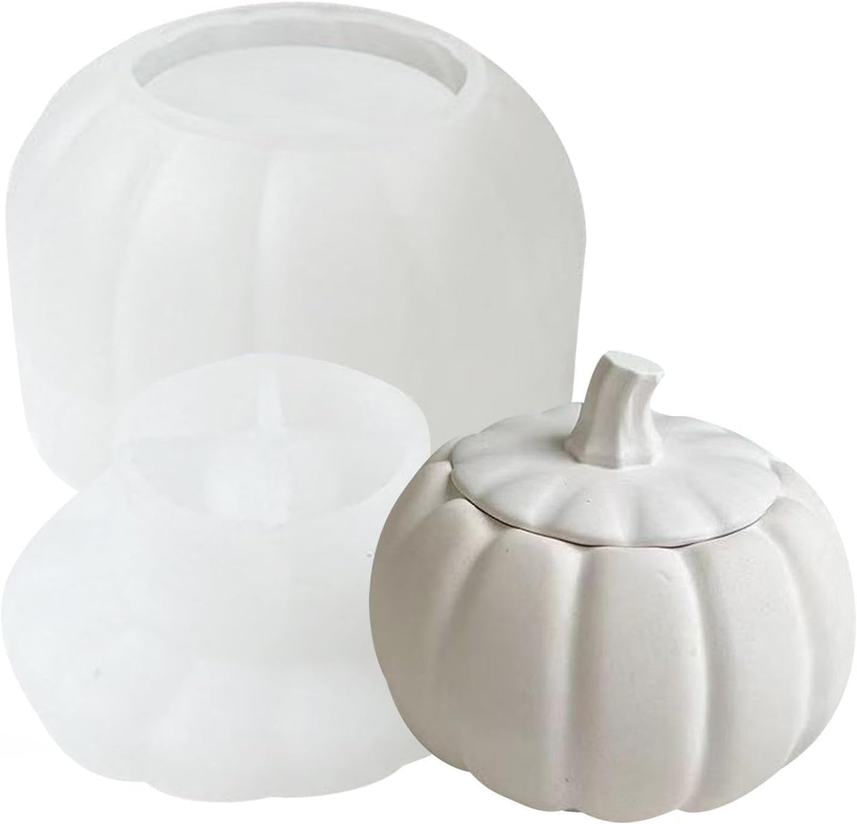 RKPM HOMES Candles Holders Resin Mold I Pumpkin Shape Concrete Silicone Epoxy Casting Jar Mould with Lid I for DIY Handmade Necklace Art Crafts Jewelry Storage Box Ring Trinket Container Home Décor (B)