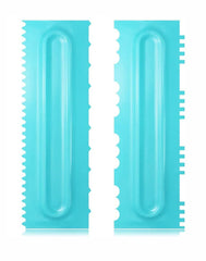 RKPM HOMES Plastic Saw Tooth Cake Scraper Set, Decorating Comb & Icing Smoother Tool Scraper, DIY Icing Decorating Spatula Decorating Mousse Butter Cream (Blue Scraper 2 Pcs)