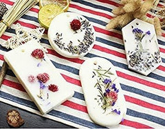 RKPM HOMES Aromatherapy Wax Mold I Silicone Fondant Mould with Hanging Hole I Dried Flowers Resin Soap Clay Craft Jewelry Making Molds DIY Pendant Bookmark Necklace I Grey - 6 Cavity (2 Different)