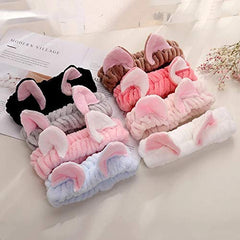 RKPM HOMES Cute Cat Ears Velvet Headbands Colors, Soft Spa Makeup Fashion Plush Hairband, Cosplay Hair Accessory Hair Band Cat for Women - Black